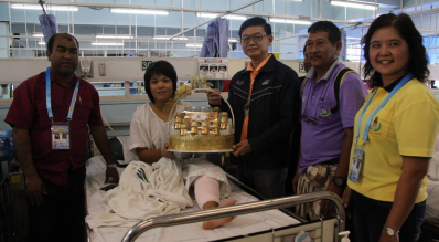 เยี่ยมให้กำลังใจ นางสาววราภรณ์ สงรักษ์ นักกีฬาแฮนด์บอล สังกัดจังหวัดพัทลุง