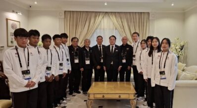 ถวายอาลัยสมเด็จพระพันปีหลวง – เอกอัครราชทูต ณ กรุงมานามา พร้อมคณะกรรมการโอลิมปิคฯ คณะกรรมการบริหารกองทุนฯ และนักกีฬามวยปล้ำทีมชาติไทยร่วมพิธีลงนาม